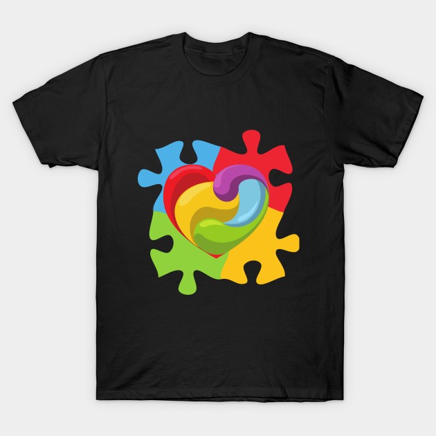 Puzzle Piece Heart T-Shirt by Delilah Designs